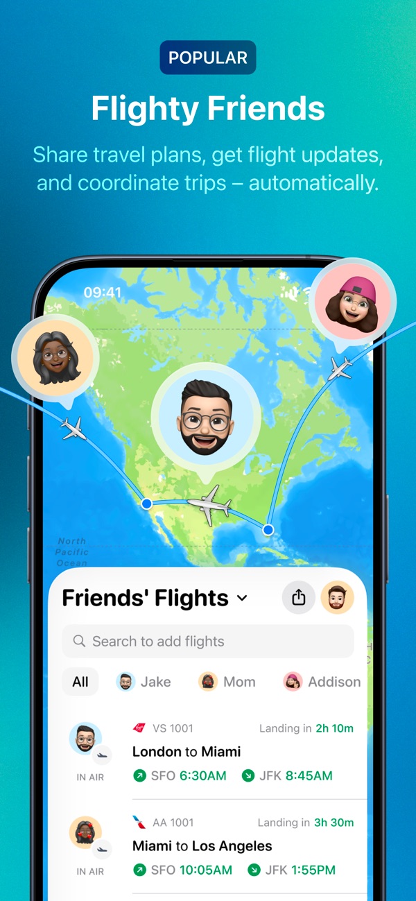 Flighty, amigos veem a viagem automaticamente