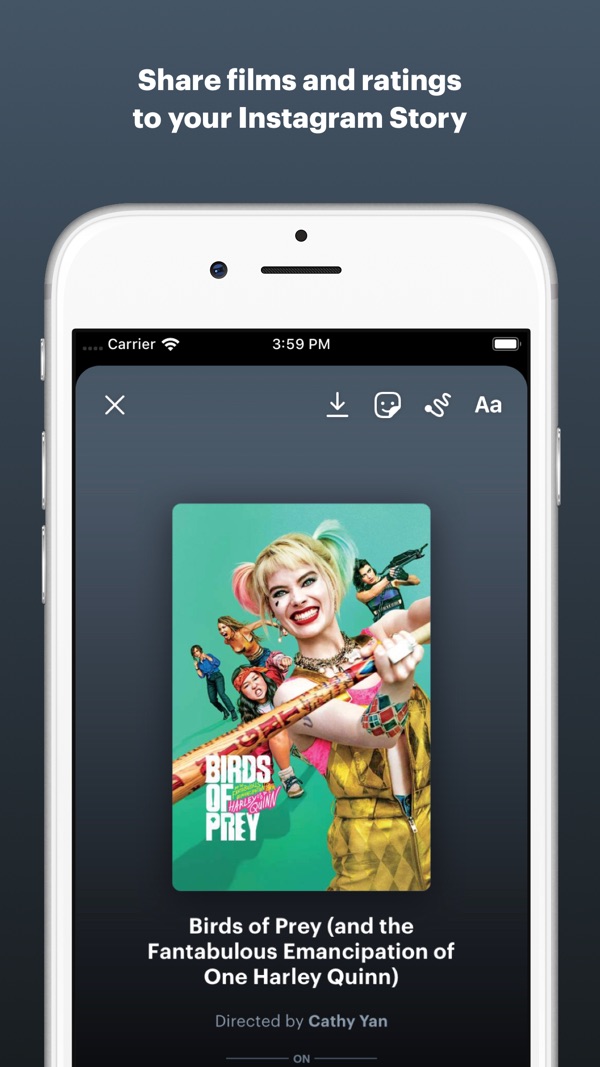 Letterboxd, cartão para Stories