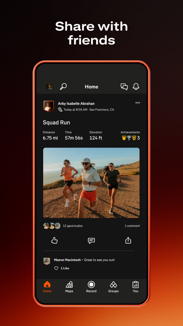 Strava, atividade com números