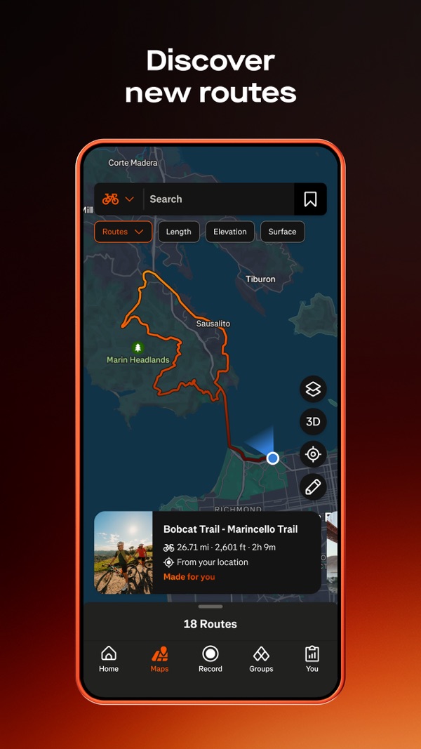 Strava, descobrir rotas