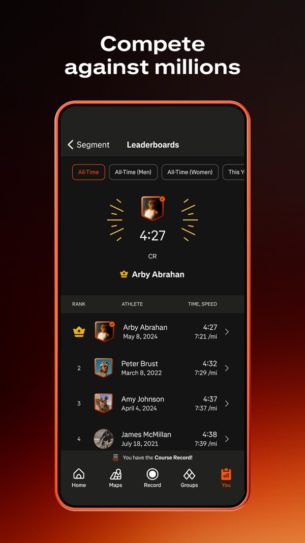 Strava, coroa do placar